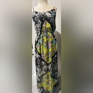Love, Fire Maxi Floral Semi Sheer Open Back Spaghetti Strap Dress Size Medium
